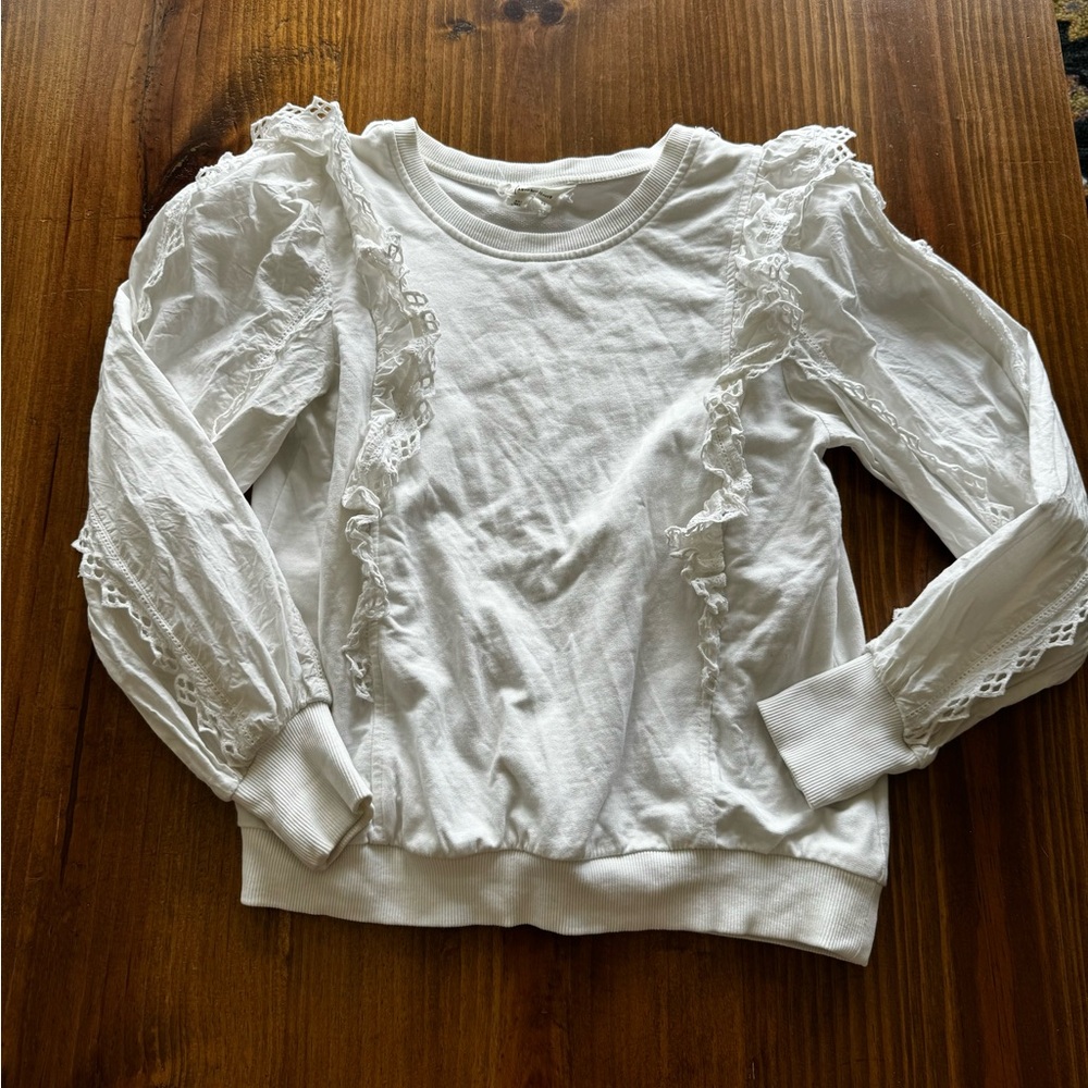 Anthro ruffle sweatshirt